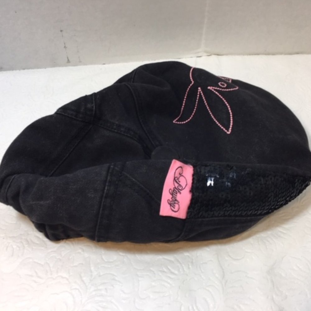 RARE Playboy Sequined Cap Hat Original  Black/Pink USED Vintage - Picture 6 of 16